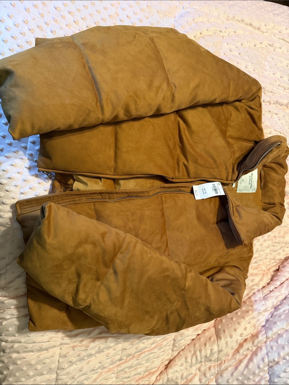 Abercrombie & Fitch Tan Suede-Look Puffer Jacket